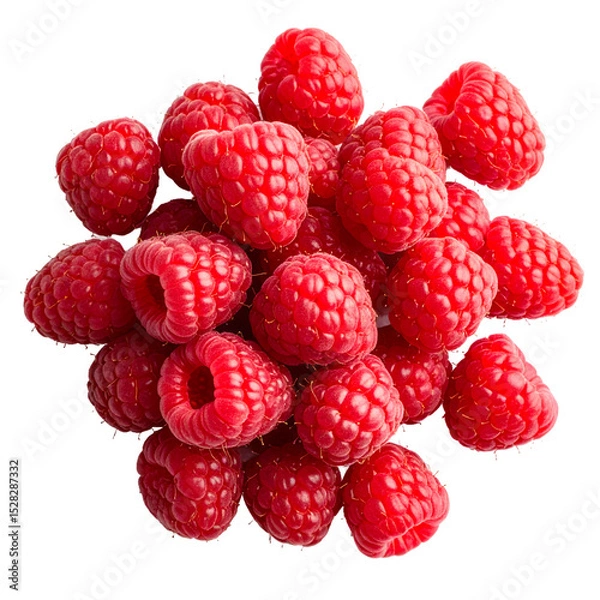 Obraz Vibrant pile of ruby raspberries, a delightful arrangement of fresh fruit on the transparent background