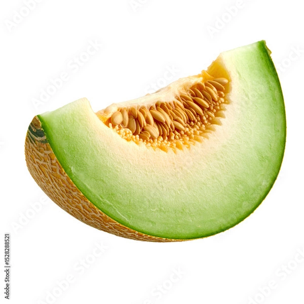 Obraz Isolated cantaloupe slice displaying vibrant color and texture details on the transparent background