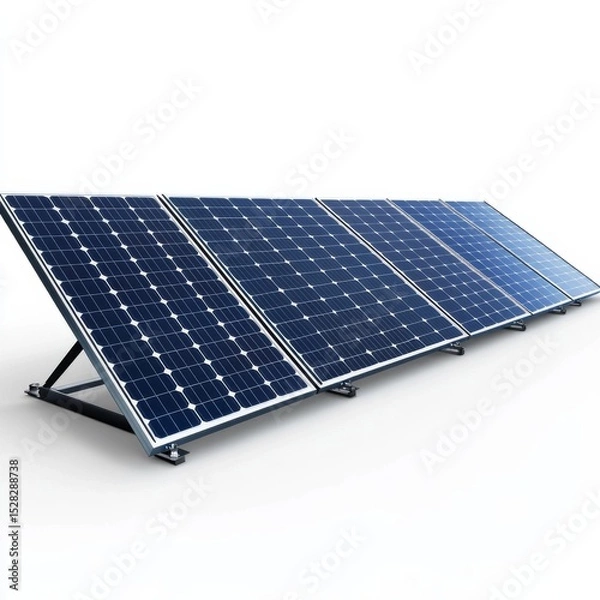 Fototapeta Five-Panel Solar Array Clean Energy Concept Render