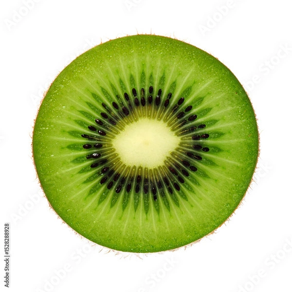Obraz Cross-sectioned kiwi exposing vibrant internal layers and tiny seeds on the transparent background