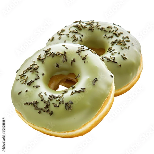 Fototapeta Two matcha donuts isolated on transparent background