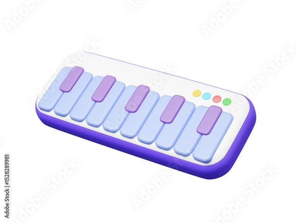 Obraz 3D render piano icon colorful creative art sound music instrument entertainment Modern study toy button play song key notes Learn education producer concept. Design template illustration