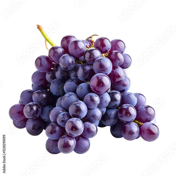 Obraz Vibrant cluster of deep purple grapes with fresh foliage still life on the transparent background