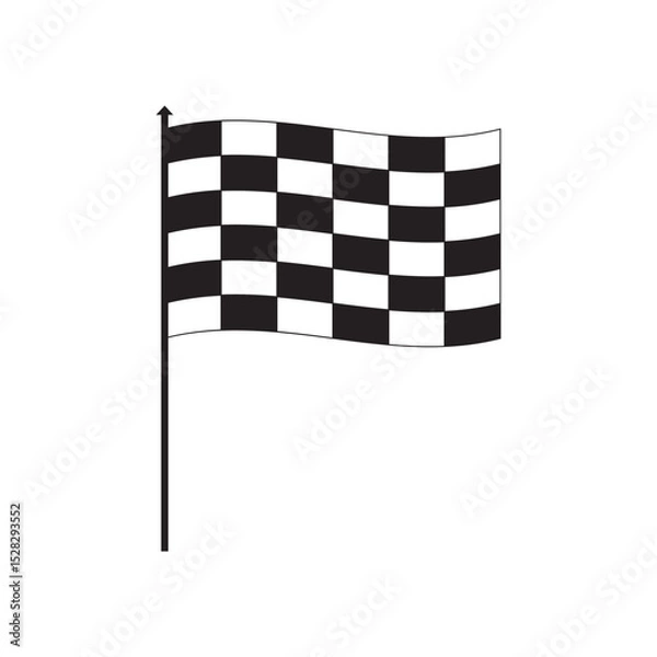 Fototapeta Checkered racing flag icon .Racing flag with checkered flag. racing flag checkered icon isolated on white background. Two crossed checkered flags silhouette.