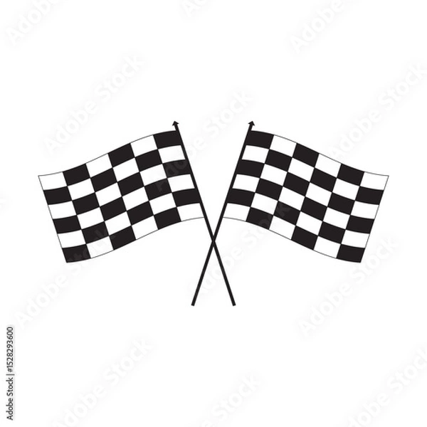 Fototapeta Checkered racing flag icon .Racing flag with checkered flag. racing flag checkered icon isolated on white background. Two crossed checkered flags silhouette.