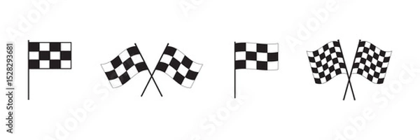 Fototapeta set of Racing flag icon. Racing flag checkered icon vector illustration'. Checkered flag for car racing flat vector icon.eps10