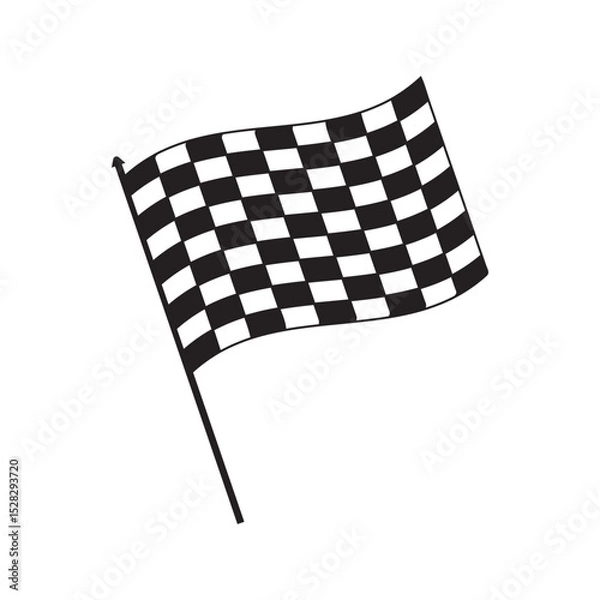 Fototapeta Race flag icon. Crossed checkered racing flags silhouette. Vector finish line icon for motorsports and speed-themed design