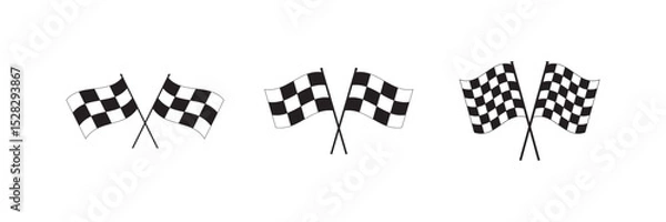 Fototapeta Race Flag icon set. Two crossed checkered Flag NASCAR Racing flag, sports finish line flag silhouette vector. racing flag checkered icon vector illustration