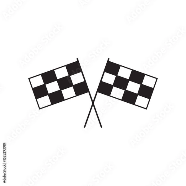 Fototapeta checkered racing flag. Crossed checkered flags silhouette, Racing finish line flags, Sports competition flag icon, Checkered race flags vector, Finish line flags illustration. Race flag icon.