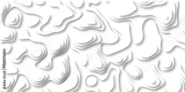 Fototapeta Abstract white layered topographic map style illustration with shadows creating a 3d effect