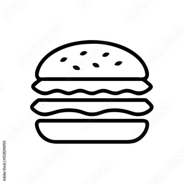 Fototapeta Vector Icon of a Delicious Burger with Layers  Perfect for Restaurant Menus, Food Blogs, and Apps