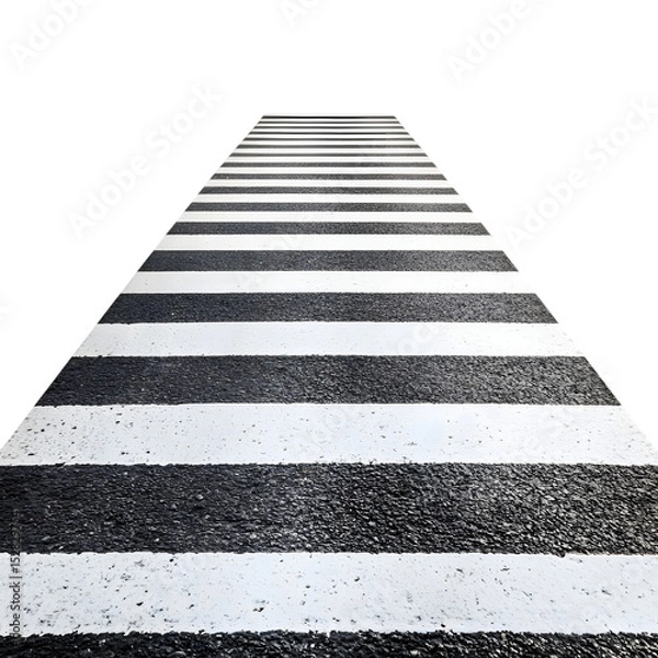 Fototapeta Zebra crossing on asphalt road with clear dividing lines Zebra crossing on asphalt road with clear dividing lines, isolated on transparent background.