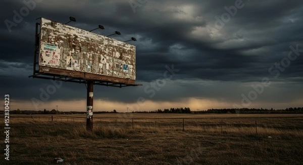 Obraz Weathered Billboard in Rural Field