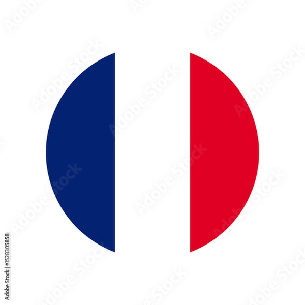 Fototapeta Illustration of a circular french flag with blue white and red colors in a simple and clean design style
