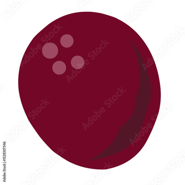 Fototapeta Stylized maroon bowling ball icon against a stark black background creates graphic interest