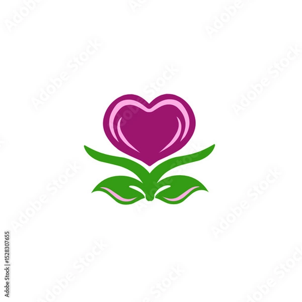 Fototapeta Stylized Heart Bloom: A Symbol of Affection Emerging from Verdant Growth