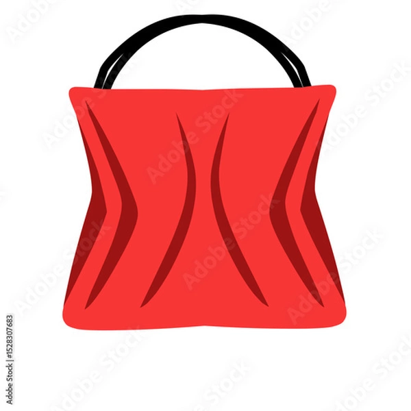 Fototapeta Abstracted red geometric form with suggestive central curvature against black expanse