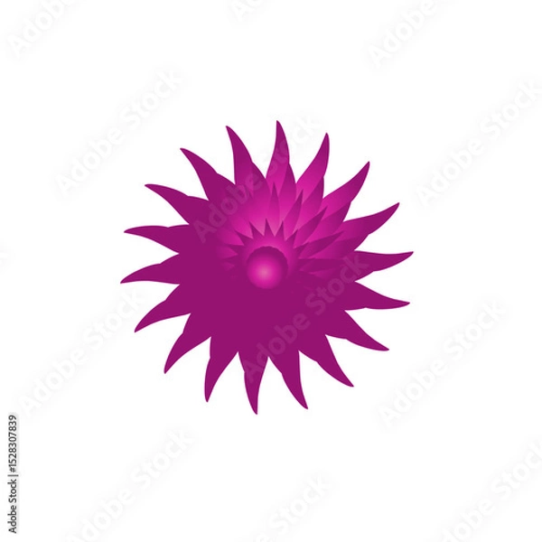 Fototapeta Abstract purple geometric shape radiating energy on a stark background