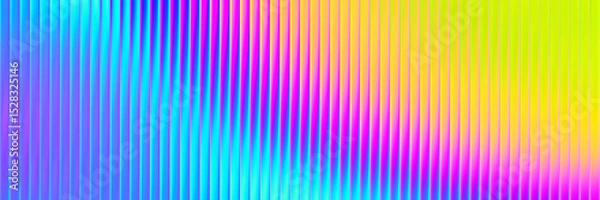Obraz Neon ribbed fractal glass texture with vibrant rainbow gradients and bright smooth fluted vertical lines. Bold dynamic design blending futuristic tones and radiant colors for modern visual art project