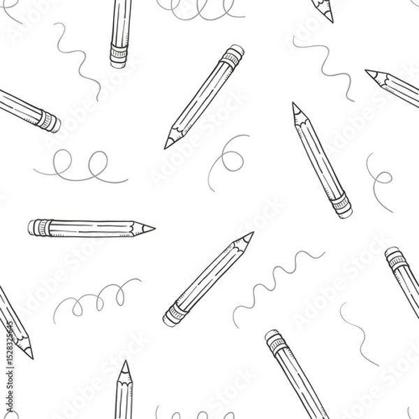 Obraz Seamless pattern with doodle pencils. Back to school vector illustration