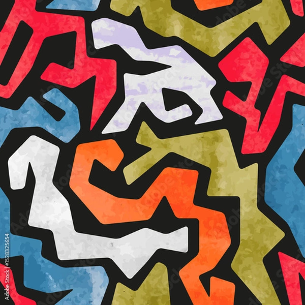 Obraz Graffiti watercolor seamless pattern. Vector colorful geometric abstract background