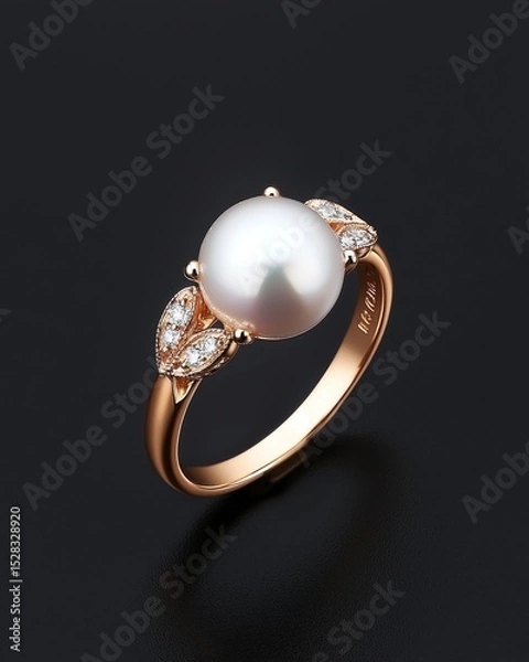 Obraz Elegant pearl and diamond ring
