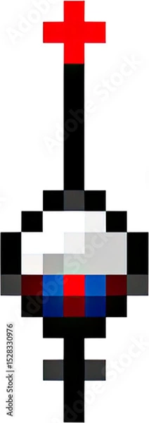 Fototapeta Pixel Art Red Cross Medical Symbol with Tri-Color Band
