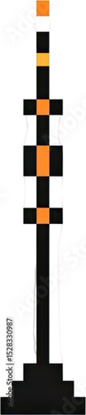 Fototapeta Pixel Art Traffic Signal: Black and Orange Vertical Design