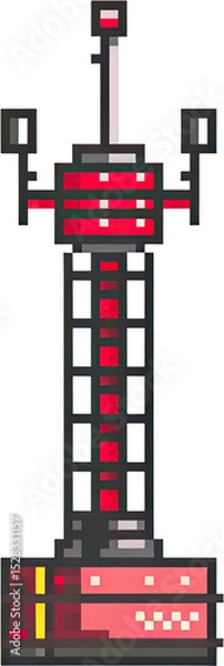 Fototapeta Pixel Art Retro Red Communication Tower