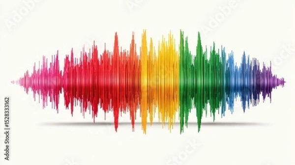 Fototapeta An abstract representation of colorful sound waves against white backdrop