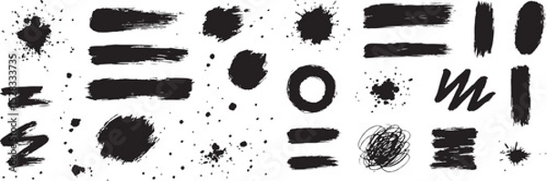 Fototapeta Expressive Ink Brush Strokes & Splatters:  Dynamic Hand-Drawn Textures for Creative Art, Illustration, and Design Projects – High-Resolution Abstract Graphics for Unique Visual Composition