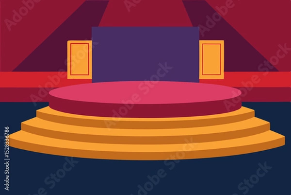 Obraz Empty TV Studio Stage Cartoon Animation Background Vector illustration