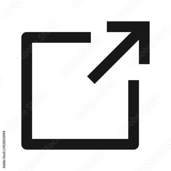 Obraz Black square with an arrow pointing to the upper right corner on a white background illustration