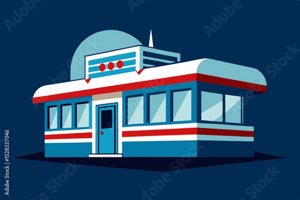 Obraz Chrome Diner Interior Cartoon Animation Background Vector illustration
