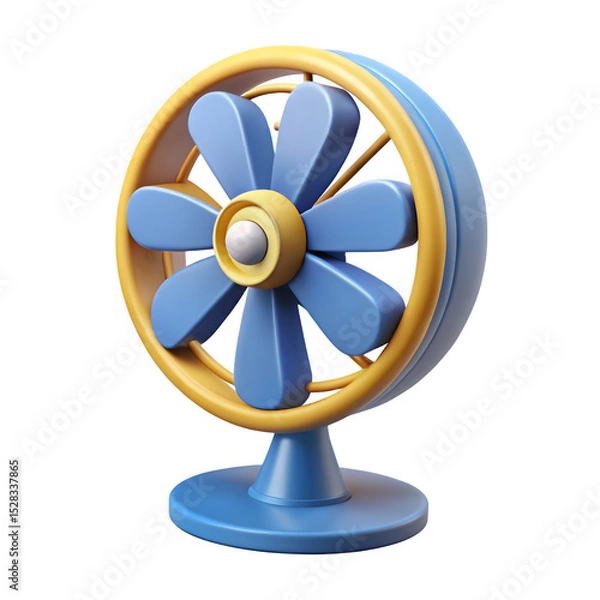 Fototapeta Cartoon desk fan 3d render isolated on transparent background