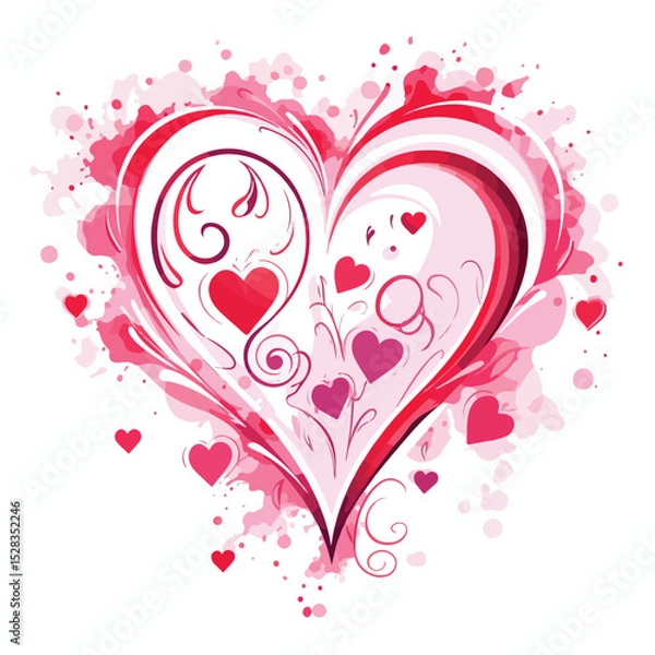 Fototapeta Romantic Heart Symbol Vector Illustration for Love and Passion Concepts