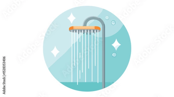 Fototapeta Modern Shower Flat Icon Vector Illustration for Bathroom Design Elements
