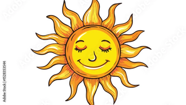 Fototapeta Bright and Cheerful Sun Cartoon Vector Illustration for Designs and Projects