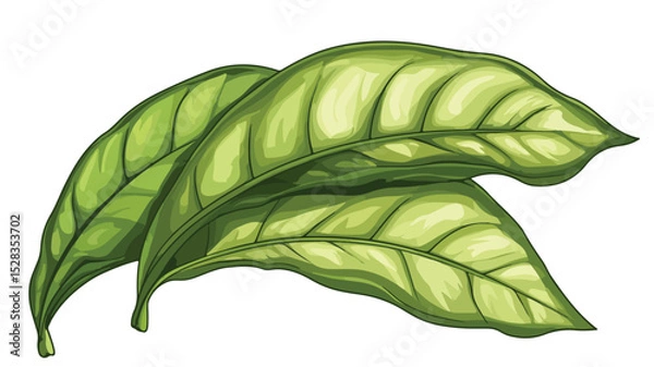 Fototapeta Vibrant Tobacco Leaf Cartoon Vector Illustration Isolated on White Background