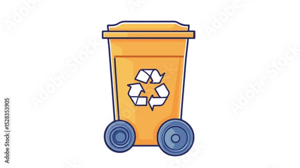Fototapeta Modern Trash Bin Line Vector Illustration for Environmental Concept