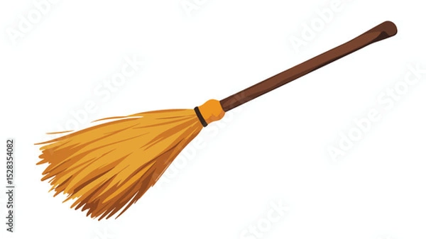 Fototapeta Witch Broom Icon Vector Illustration Isolated on White Background
