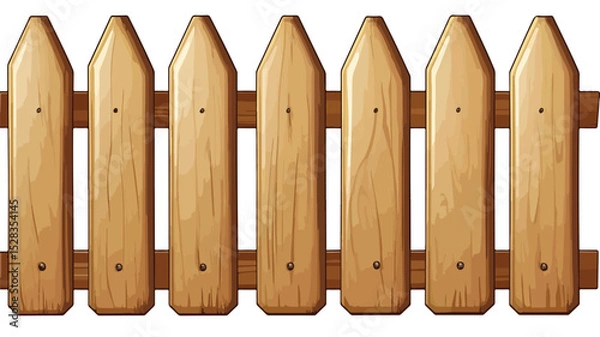 Fototapeta Rustic Wooden Fence Vector Illustration for Isolated Designs