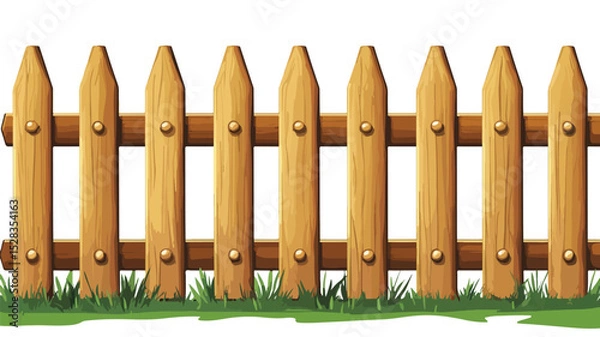 Fototapeta Rustic Wooden Fence Vector Illustration for Design Projects