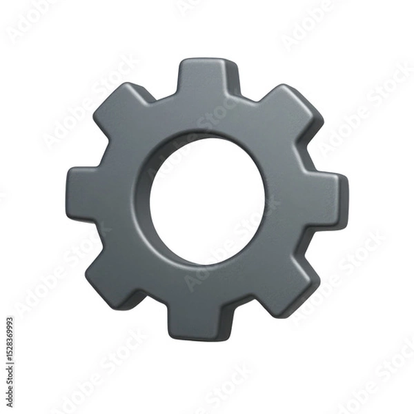 Fototapeta 3d icon Steel gear rotating, concept of engineering and precision mechanics, transparent background, png