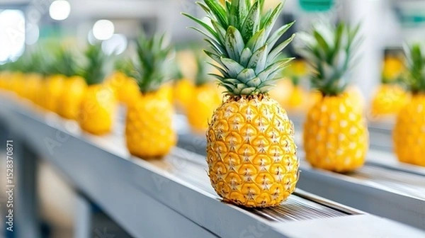 Obraz Fresh pineapple distribution in a modern packaging facility for retail and export