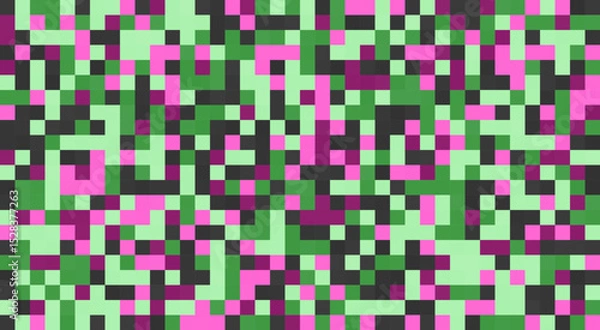 Fototapeta Abstract multicolor texture in a square pattern with a retro tech halftone background.