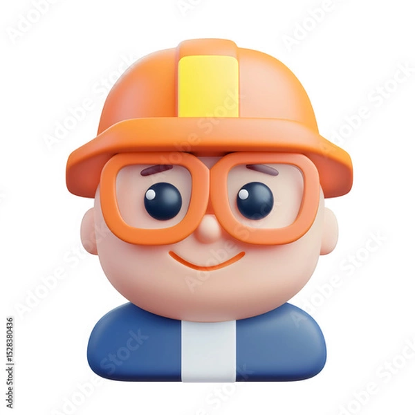 Obraz Firefighter face flat 3d icon
