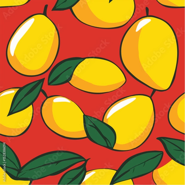 Obraz Vector illustration seamless pattern of Mango