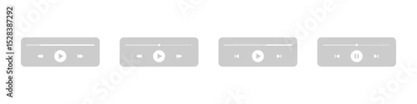Fototapeta Play button set. Music player button. Audio player control icons. Video start icon set. Vector play button isolated set with timeline.