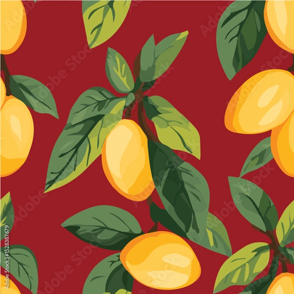 Obraz Vector illustration seamless pattern of Mango